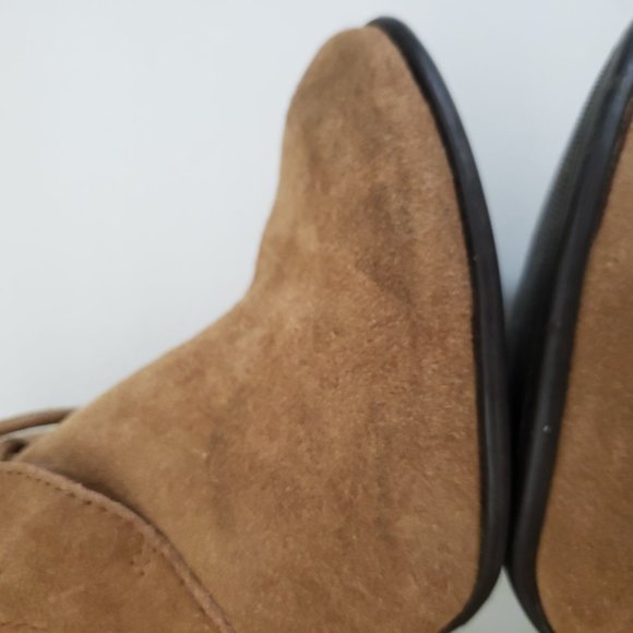 LUCKY BRAND Tan Suede Unitas Heel Ankle Booties Sz 7.5 - Picture 10 of 15
